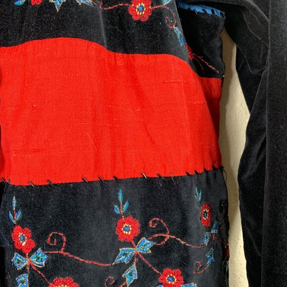 VTGJM Collection Patchwork Floral Embroidered Beaded Velour Jacket Sz Large - Picture 5 of 7